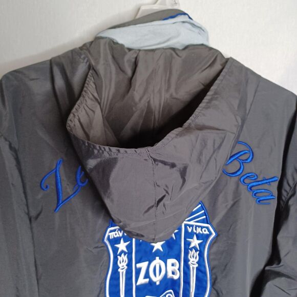 Zeta Phi Beta Jacket Mens 4XL Black Blue Embroidered Windbreaker Hooded Greek - Picture 11 of 16